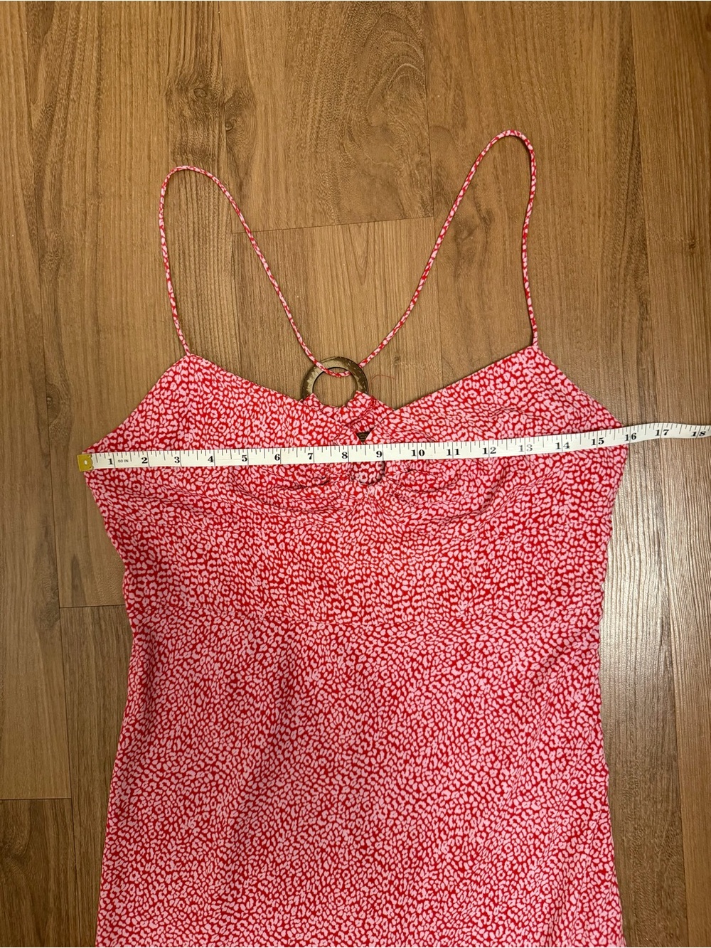 Zara Pink and Red Leopard Print Maxi Summer Dress with Wooden Ring Details - Picture 7 of 8